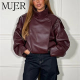 MUJER Faux Leather Jackets for Women Oversize Women's Bomber Jacket Fashion Winter Womens Coats Outerwears Demi-season Jackets