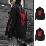 Skull Printing Denim Jacket Mens Harajuku Gothic Coats Vintage Halloween Clothes Spring Autumn Lightweight High Street Jacket
