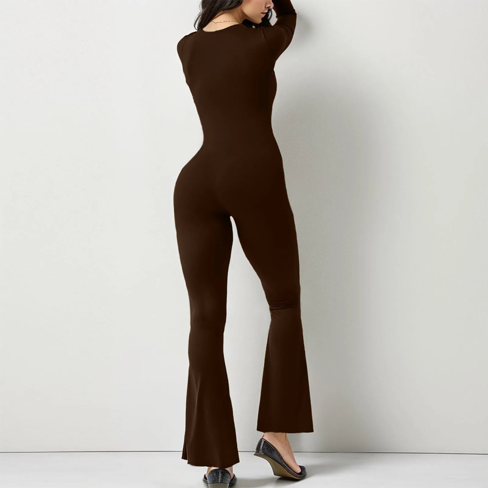 Wide-Leg Yoga Bodysuit | One-Piece Long Sleeve Gym Jumpsuit (S-2XL)