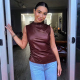 Y2K Vintage PU Leather Tank Top