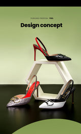 CHCH Women's Strappy Pointed-Toe Platform Heels | 9cm