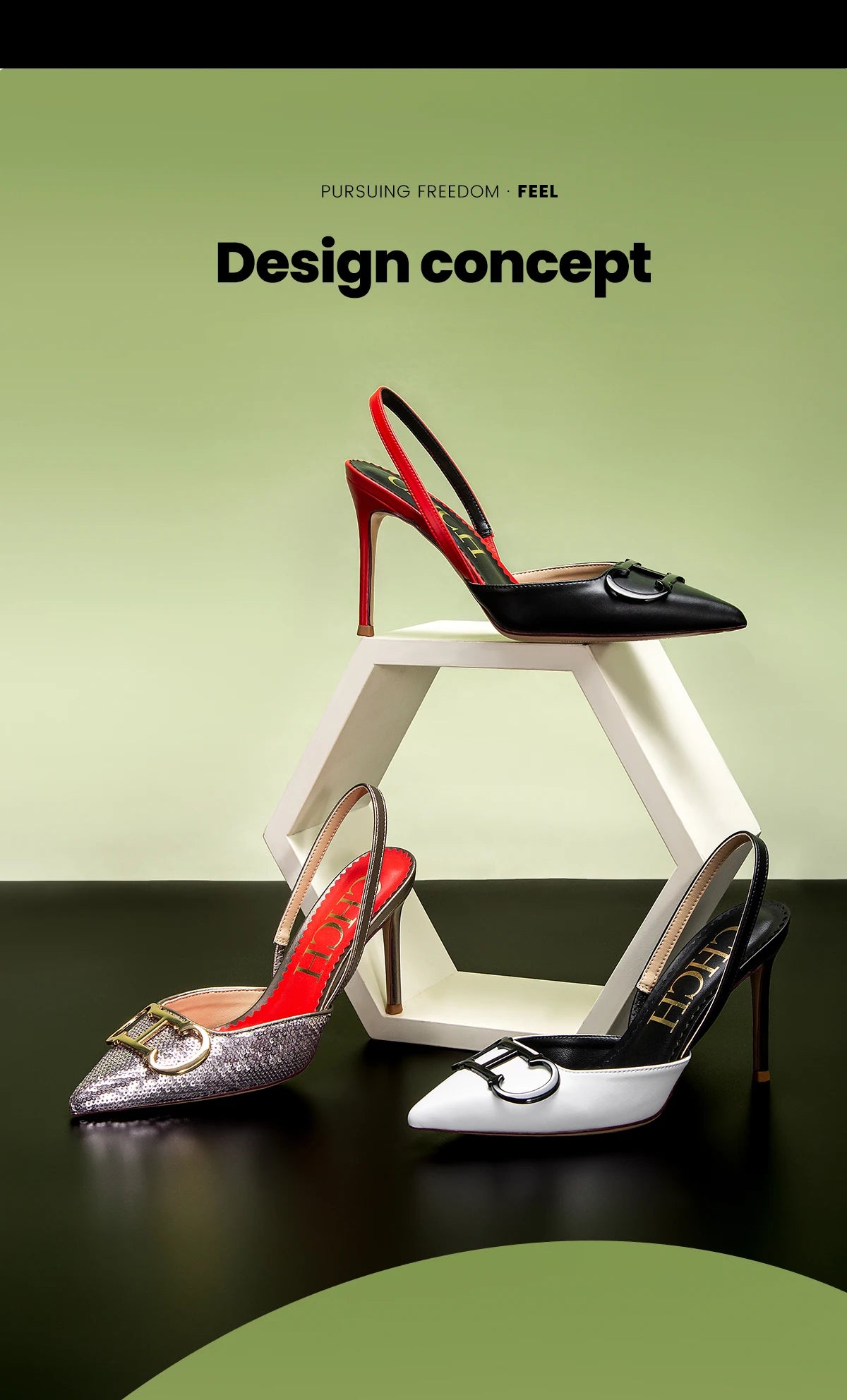 CHCH Women's Strappy Pointed-Toe Platform Heels | 9cm
