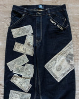 Harajuku Money Print Streetwear Jeans High Waist Wide Trouser Black Pants Streetwear Men Hip Hop Women Embroider Y2k Baggy Jeans
