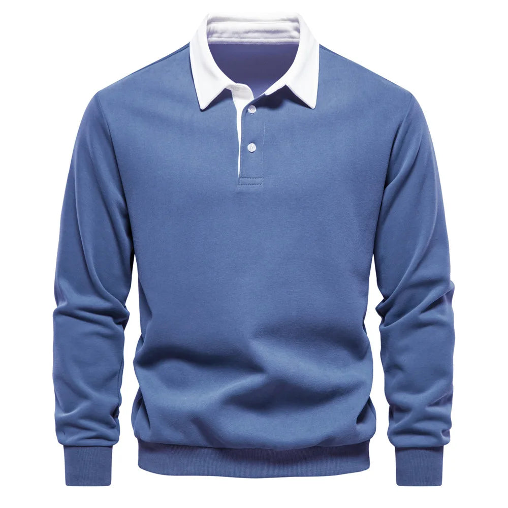 Men's Relaxed Polo Collar Sweater – Autumn Long Sleeve