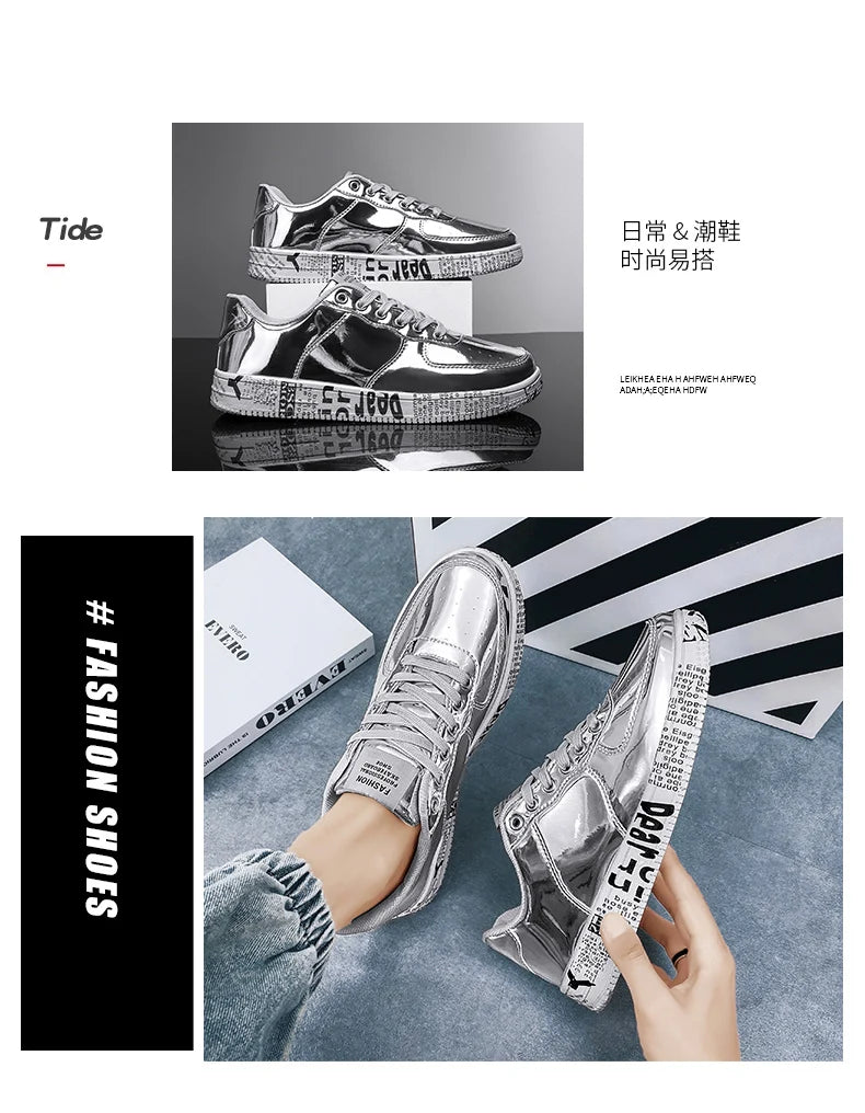 Men's Glitter Lace-Up Streetwear Sneakers