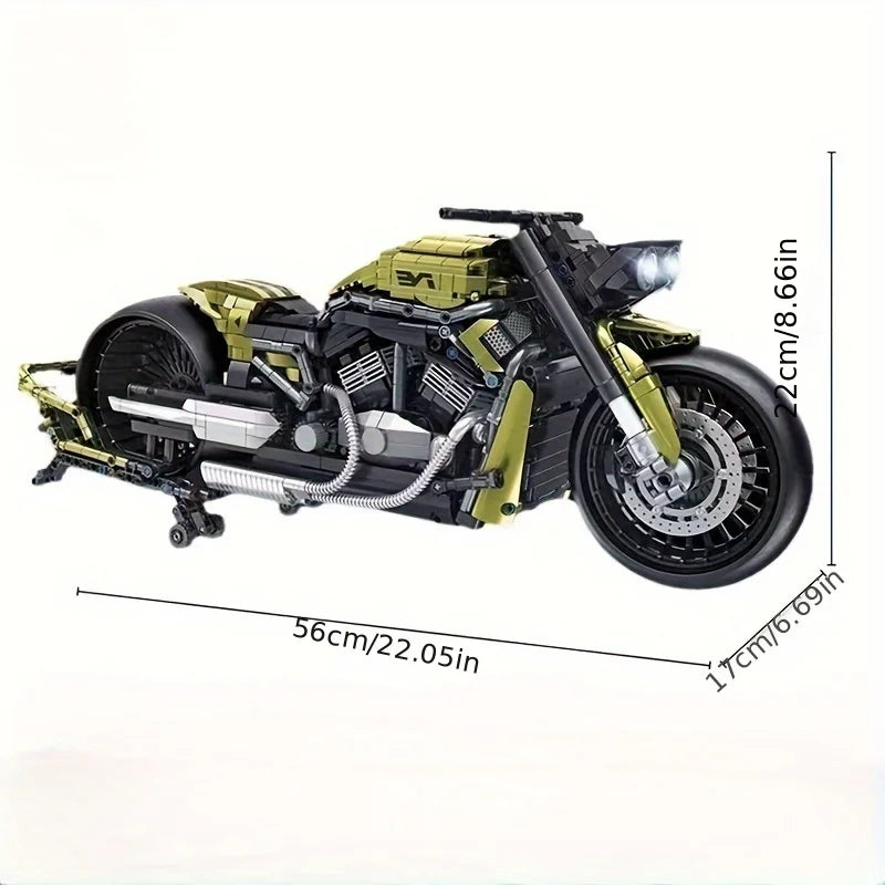 2,427-Piece Motorcycle Building Kit with Lights