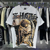 Oversized Rhinestone Cotton Crew Neck T-Shirt