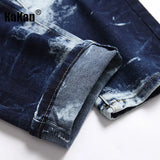 KAKAN Slim Straight Jeans for Men | Dark Blue Stretch Denim