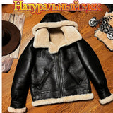 CC Shop Best.Mens High Quality 100% Natural Fur Jacket.Classic B3 Winter Warm Thick Leather Coat.100% Sheepskin with Wool.