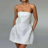 Townlike Women's Elegant Jacquard Backless Mini Dress - USA Made Chic