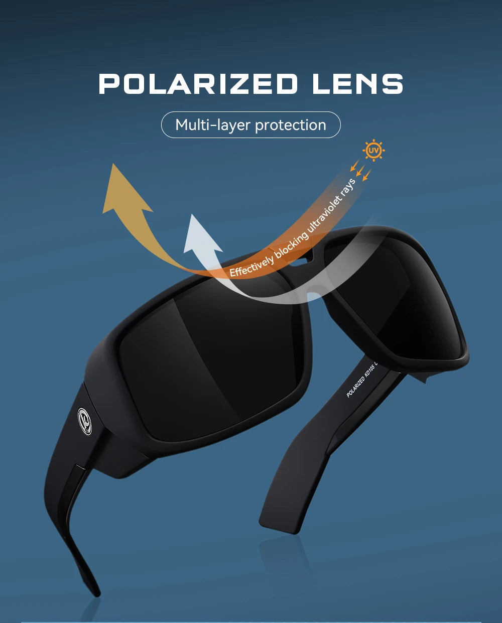 KDEAM Muscle Car Styling And Serious Performance Polarized Men's Sunglasses Sport Cycling Glasses Features Sturdy 5-Barrel Hinge