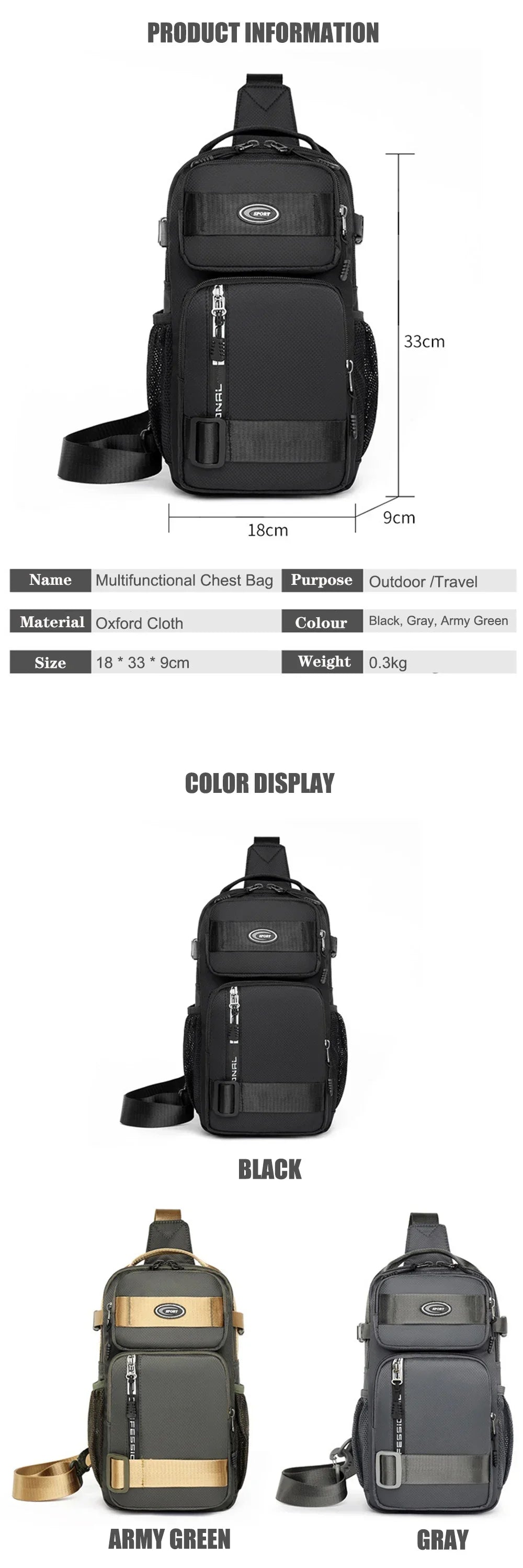 Neutral Crossbody Bags for Men and Women Are Suitable for Travel Use, Including Shoulder Bags and Travel Bags men's chest bag