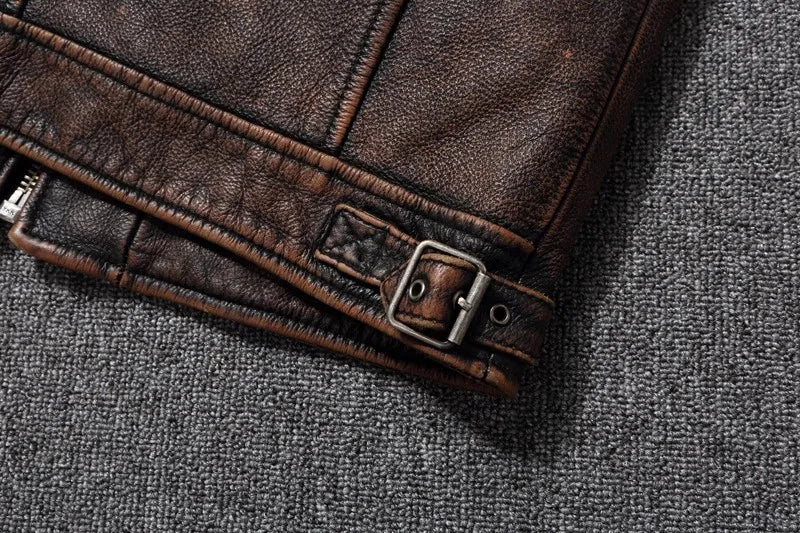 New 100% Cowhide Leather Jacket men Top Layer Clothes Men's Stand Collar Motorcycle Clothes  Autumn Winter Plus Size motorcycle