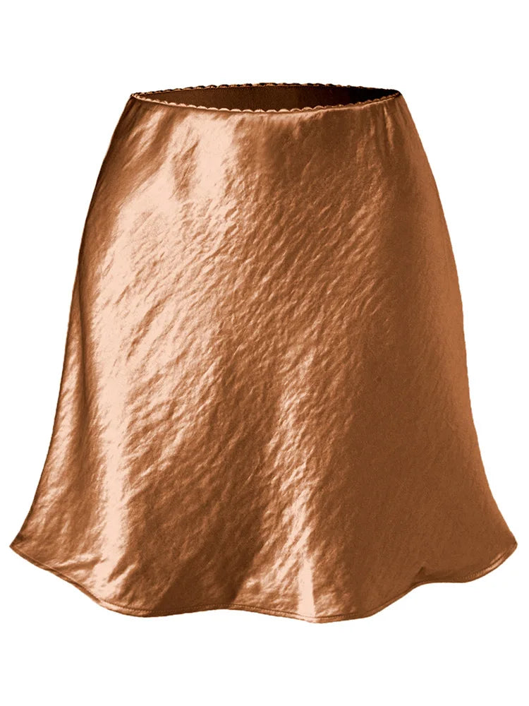 Women's Satin A-Line Mini Skirt | High Waist Office Style