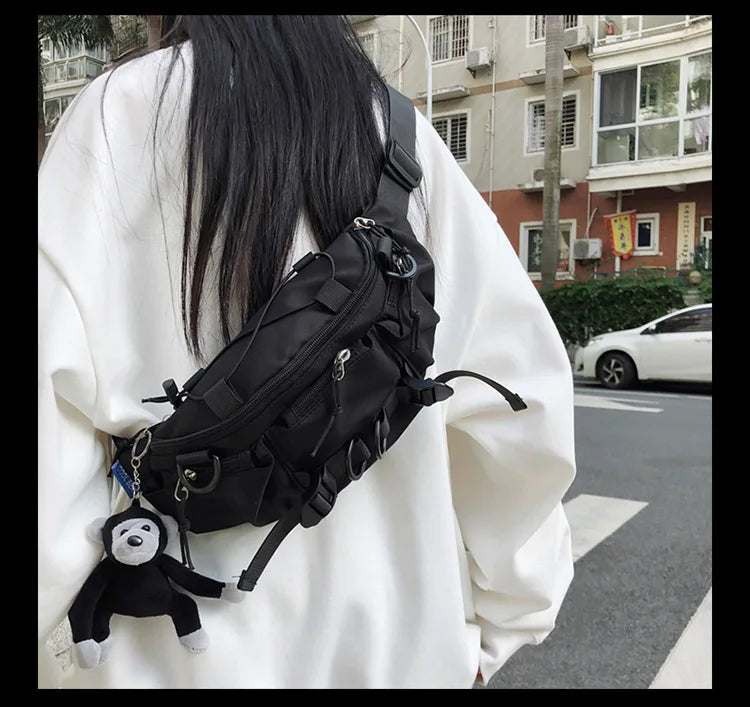 2024 Techwear Style Punk Hip Hop Single Shoulder Crossbody Bag Men Women Street Vintage Chest Bag Casual Sport Fanny Pack
