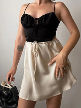 Satin Mini Skirt – Women's Elegant A-Line