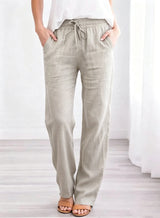 Women's Cotton Drawstring Straight Leg Pants