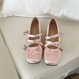Butterfly Knot Ballet Flats – Elegant Square Toe Women's Flat Shoes