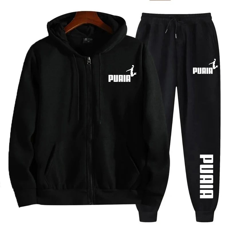 New in Women Tracksuit Trend Printing Hooded Sweatshirts Pants 2Pcs Set Casual Zipper Overcoat Suit Daily Clothing Autumn Winter