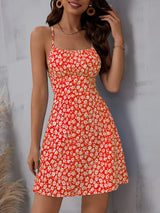 Floral Backless Mini Cami Dress - Summer Beach Style