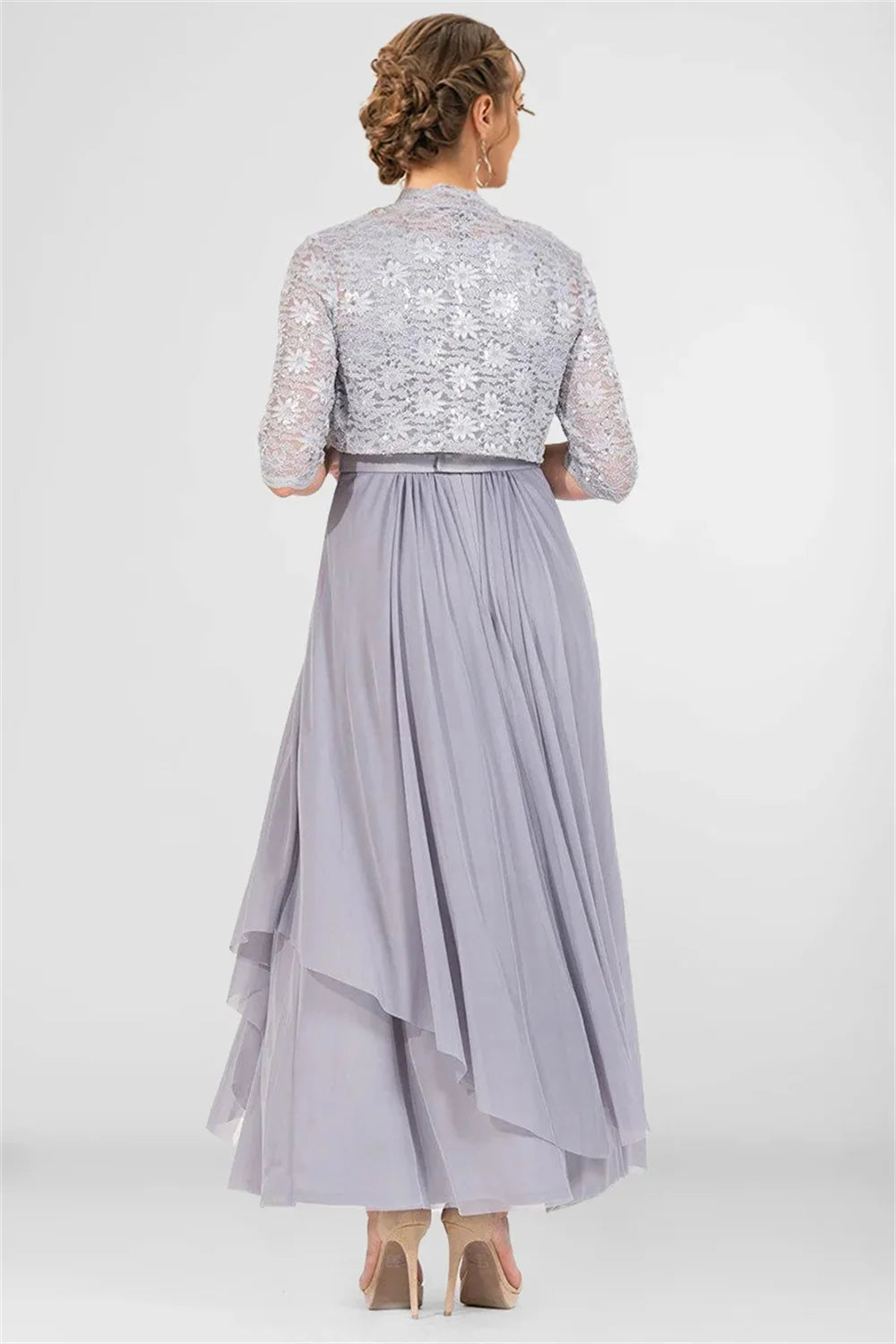 Elegant Sequined Chiffon Maxi Dress