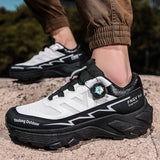 Outdoor Hiking Shoes for Men, Lightweight Travel Hiking Shoes, Breathable Mesh Sneakers, Casual Walking Shoes, Rotating Buckle Design, Non-Slip and Wear-Resistant Trail Shoes, Suitable for Mountaineering and Camping, 2026 New