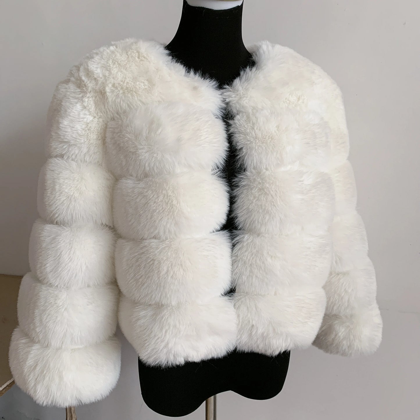 Elegant Winter Faux Fox Fur Crop Jacket