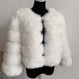 Elegant Winter Faux Fox Fur Crop Jacket