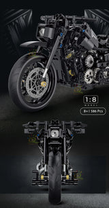 HUIQIBAO 1:8 Classic Motorbike Building Blocks High-tech Model Moto City Racer Bricks Toy for Kid Boy Children Adult MOC Car Set
