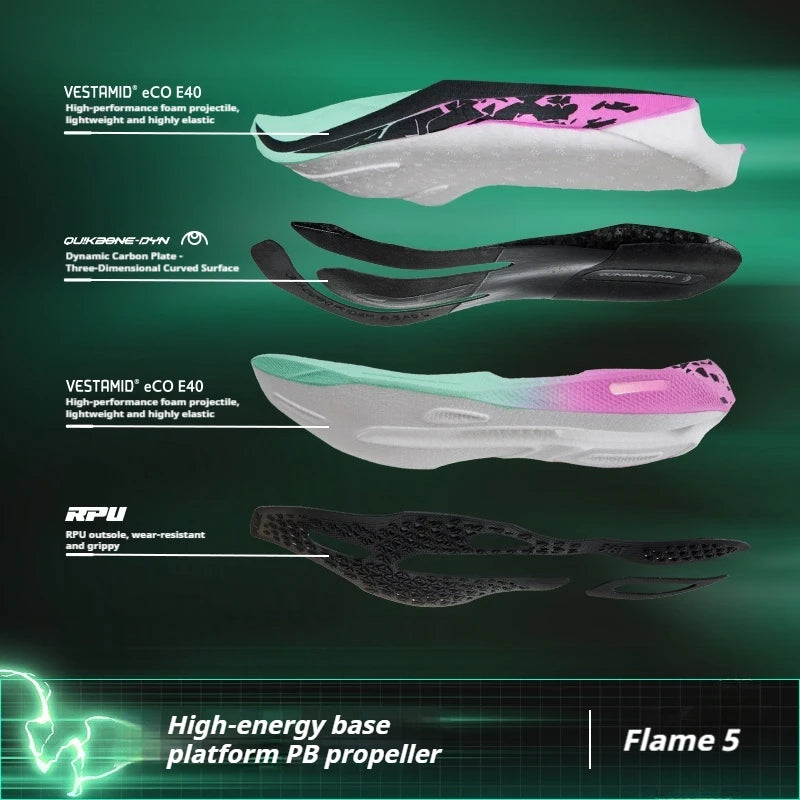 361 Degrees Flame 5 Men's Running Shoes Carbon Plate Breathable Stable Rebound Grippy Durable Marathon Male Sneakers 672612213