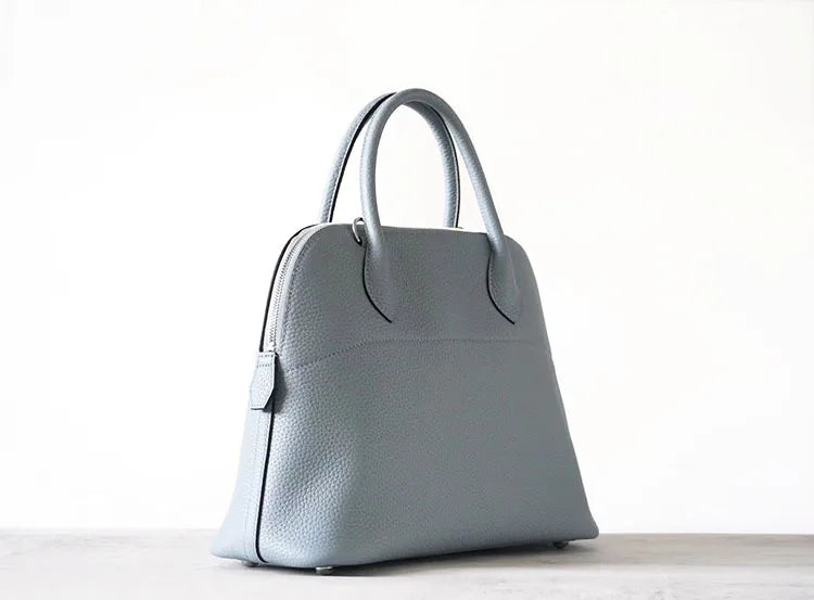 Premium Semi-handmade First-layer Cowhide Bowling Bag Portable Shoulder Large Shell Bag Commuting Temperament Versatile