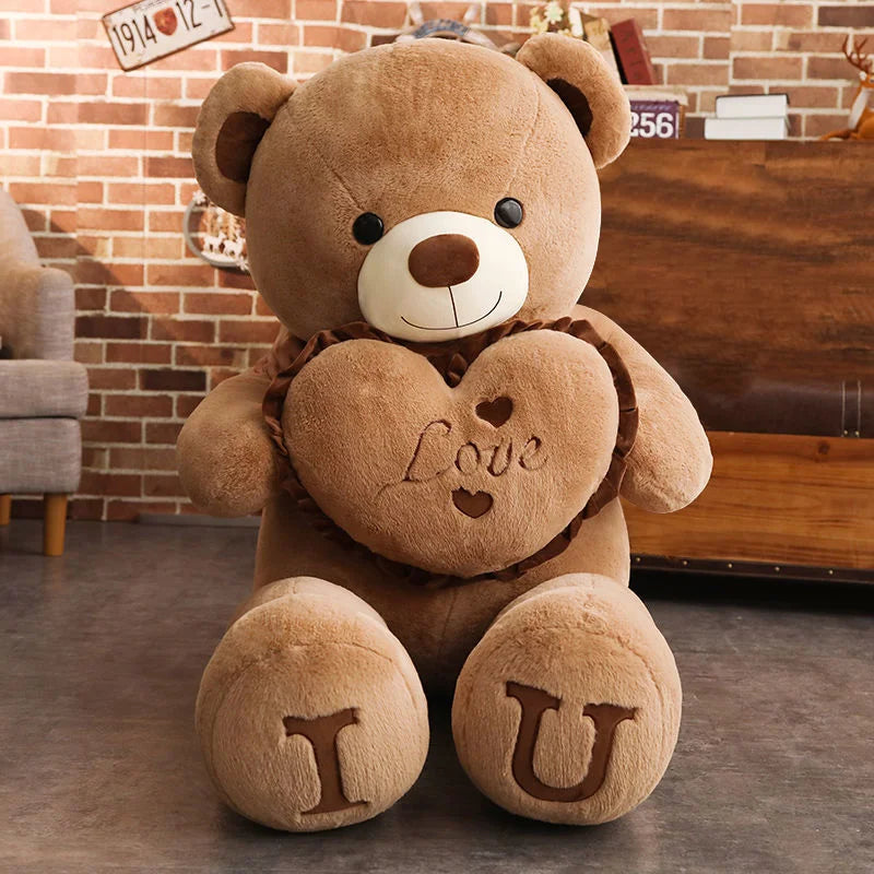 100cm Big I LOVE YOU Bear Plush Toy Lovely Huge Stuffed Soft Bear Doll Lover Bear Adult Toys Birthday Gifts For Girlfriends
