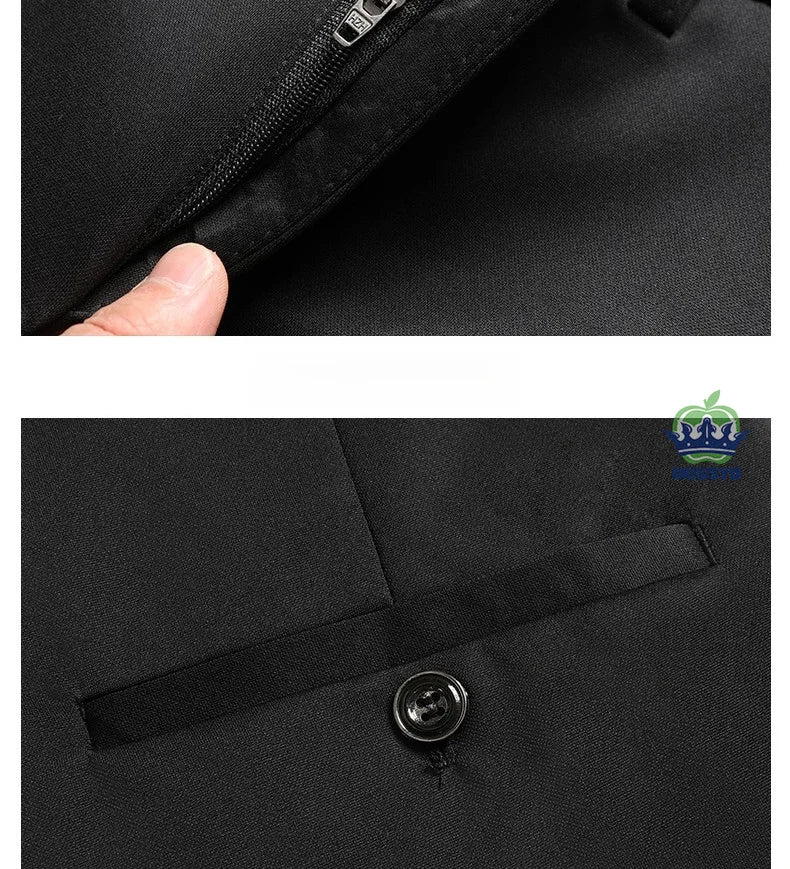 Men's Stretch Suit Pants — Slim Straight Business Formal Trousers