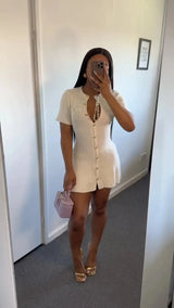 Elegant Ribbed Knit Mini Dress