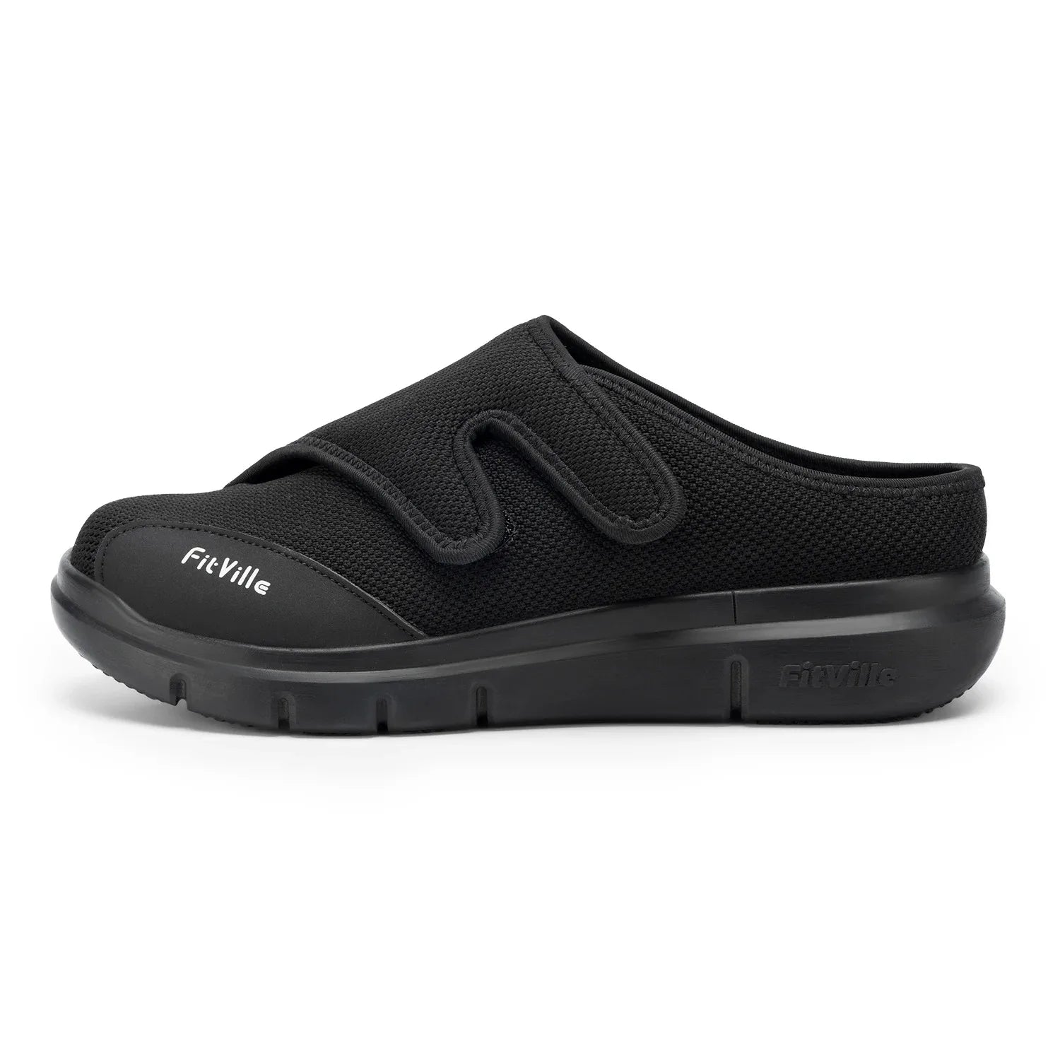 FitVille Men'S Half Slippers Diabetic Shoes Extra Wide 4E Adjustable Lightweight Casual Shoe For Swollen Feet Plantar Fasciitis
