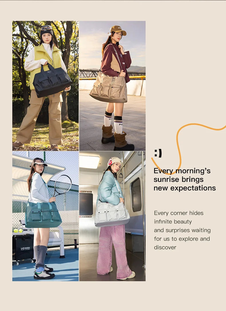 Flower Princess Traveler's Short Distance Travel Bag Crossbody Large Capacity Multi Layer Fashion Luggage Bag for Men and Women