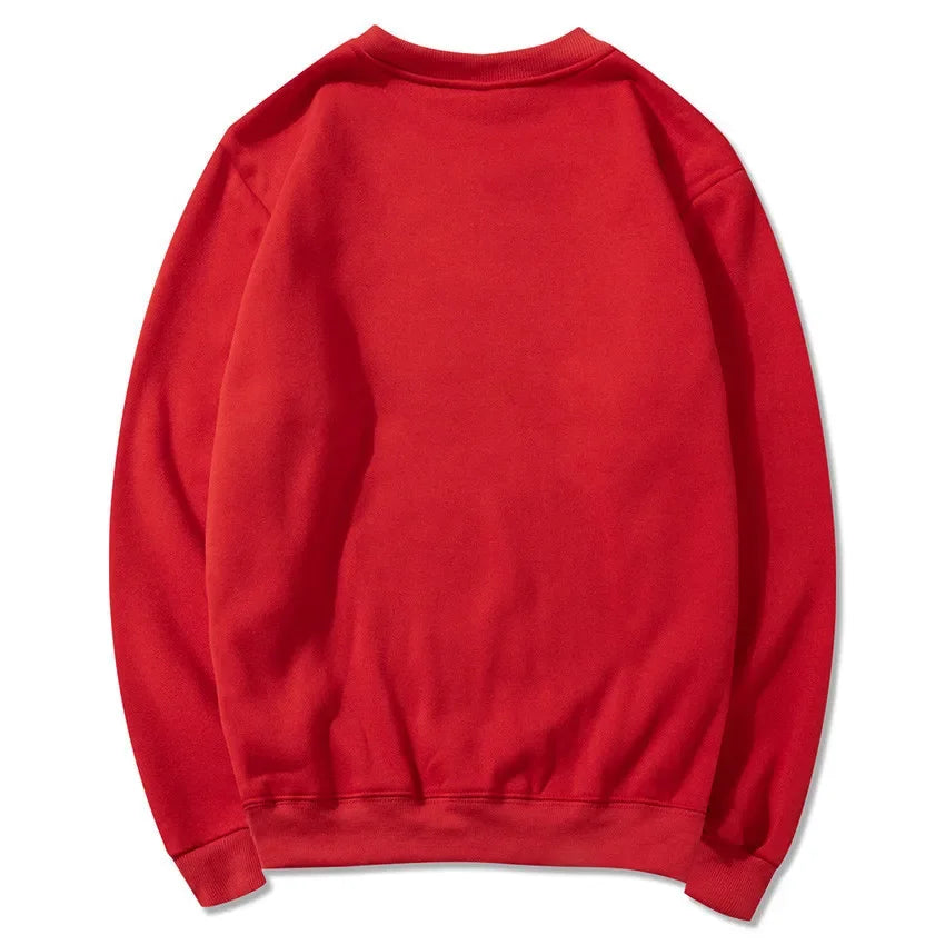 Korean Fashion Men's Round Neck Sweatshirts Autumn Long Sleeves Vacation Pullovers Tops Casual Popular Man Solid Sweat Shirts