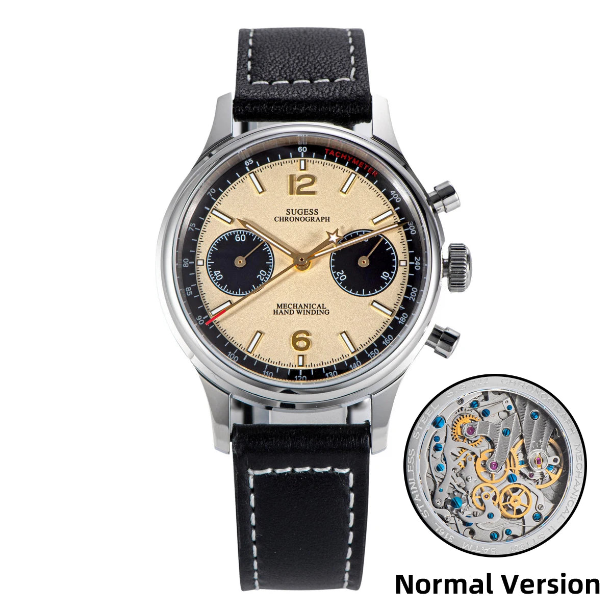 Sugess 40mm Men Army Watch 1963 Pilot Mechanical Panda Wristwatches Sapphire Air Force Chronograph Original ST1901 Movement Gift