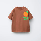 Solid Color Printed T-shirt For Kids Clothing Summer Short-sleeved Tops Fashion Simple Comfort Baby Girl And Boy Tshirts 1-7 Age