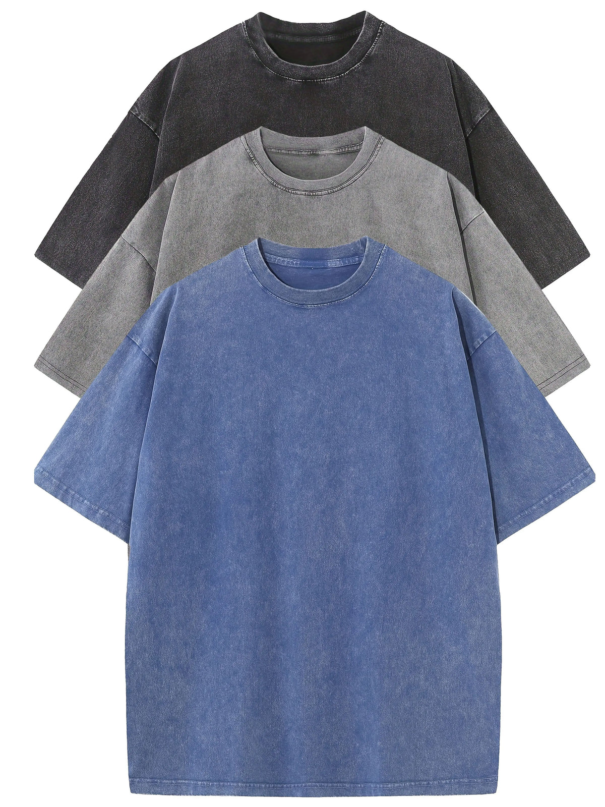 3pcs Men's 100% Cotton Loose-Fit T-Shirts in Solid Colors Casual Short Sleeve Crew Neck Ideal for Summer Outdoor