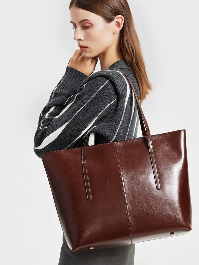 Burminsa Vintage Genuine Leather Tote Bag for Women