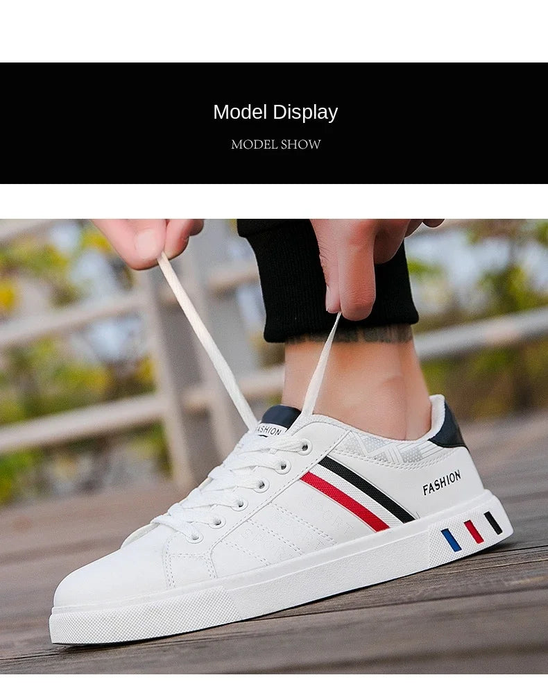 2026 Mens Casual Sneakers New Fashion Lace-up White Shoes Student Comfort Sports Plus Size Vulcanized Shoes Zapatillas De Hombre