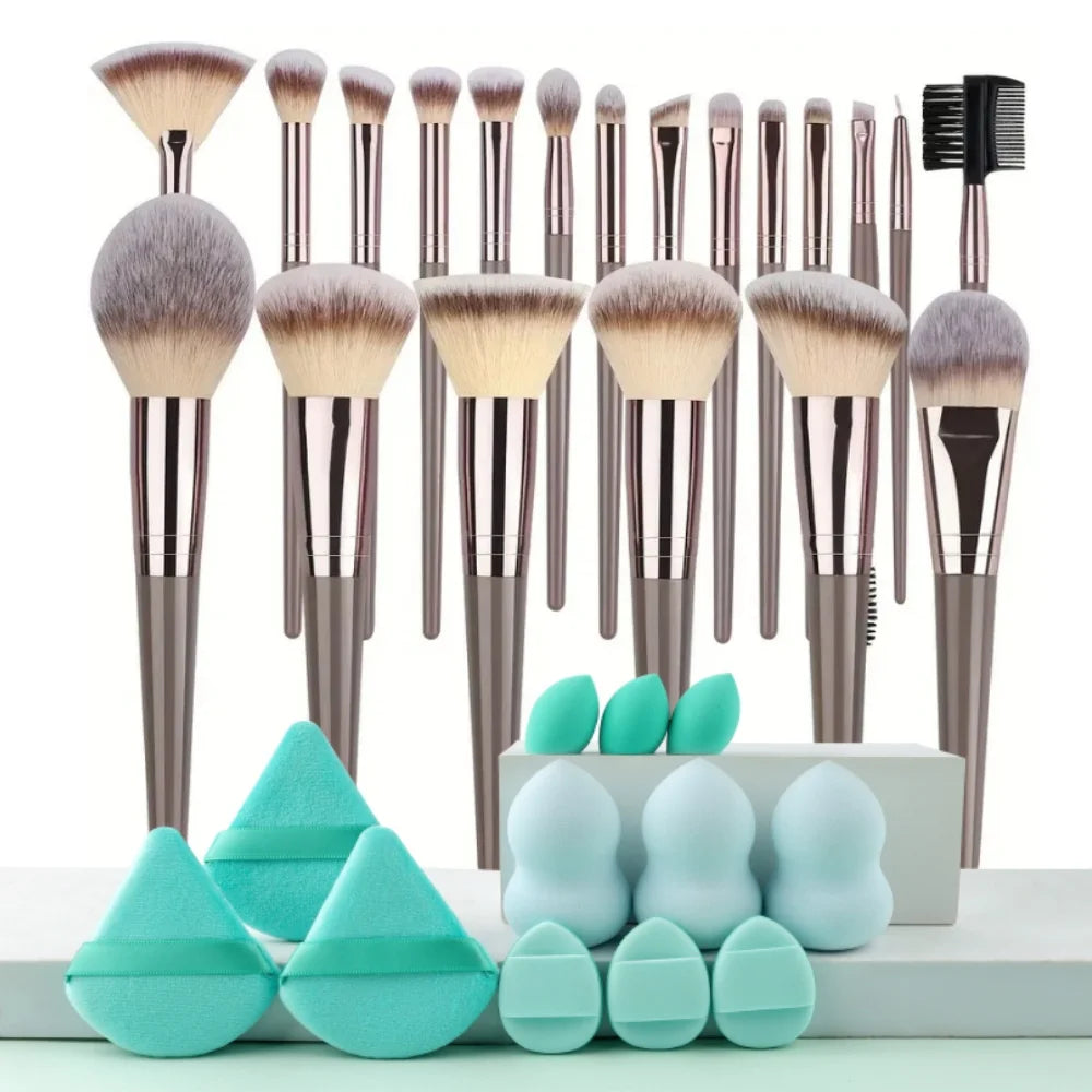 Professional 3-20pc USA-Made Makeup Brush Set - Goat & Synthetic Hair