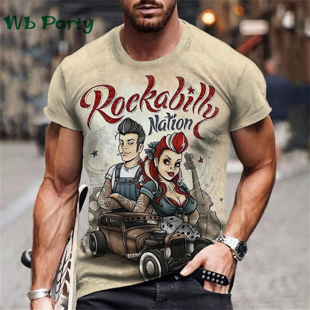 Vintage Route 66 Biker Print Men's Graphic Tee