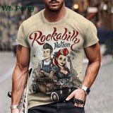 Vintage Route 66 Biker Print Men's Graphic Tee