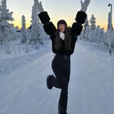 Women’s Faux Fur Trim Ski Jumpsuit