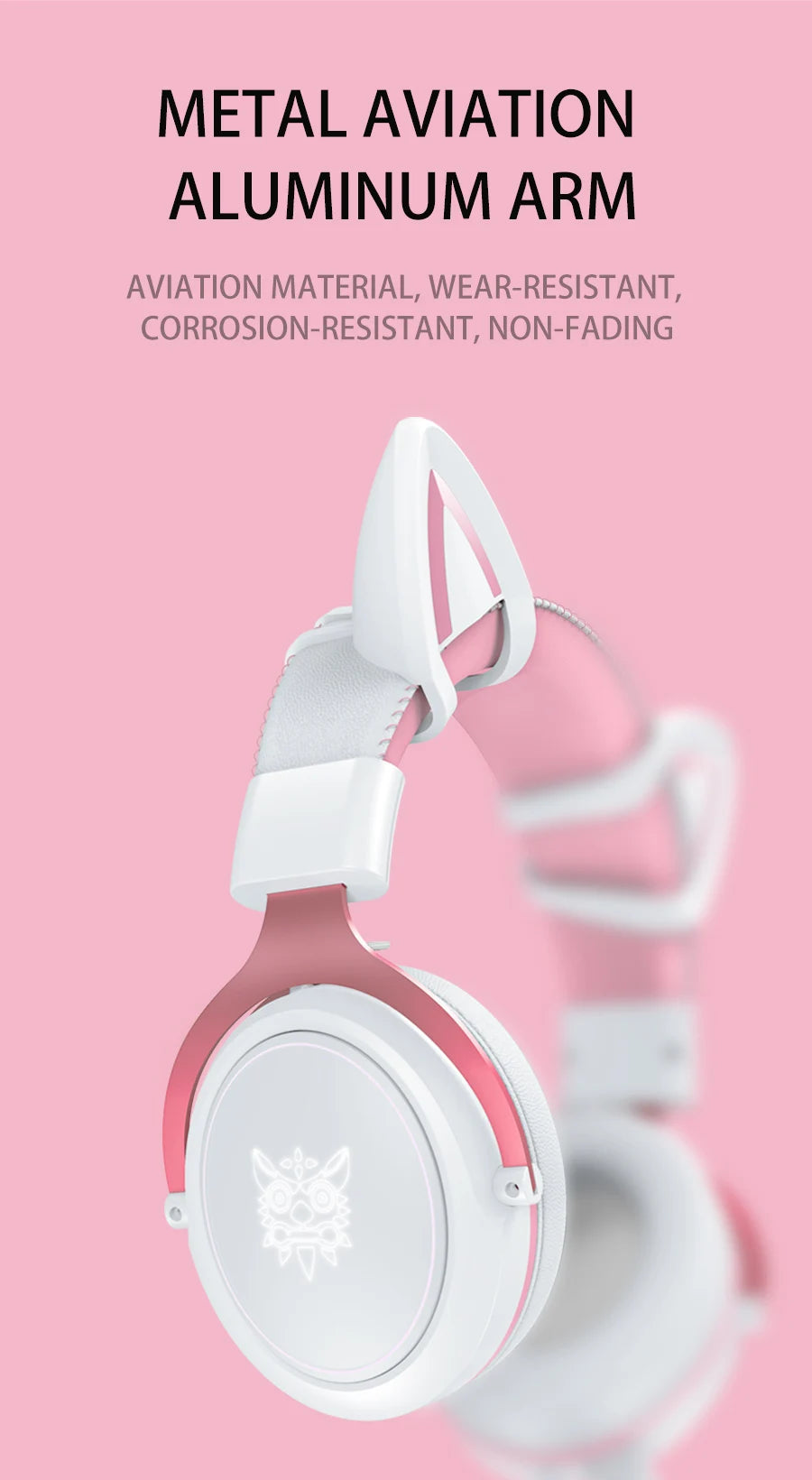 ONIKUMA X10 Gaming Headphones with Detachable Cute Cat Ear RBG Lighting Gaming Headset Gamer Earphone with HD Mic for PC Gaming
