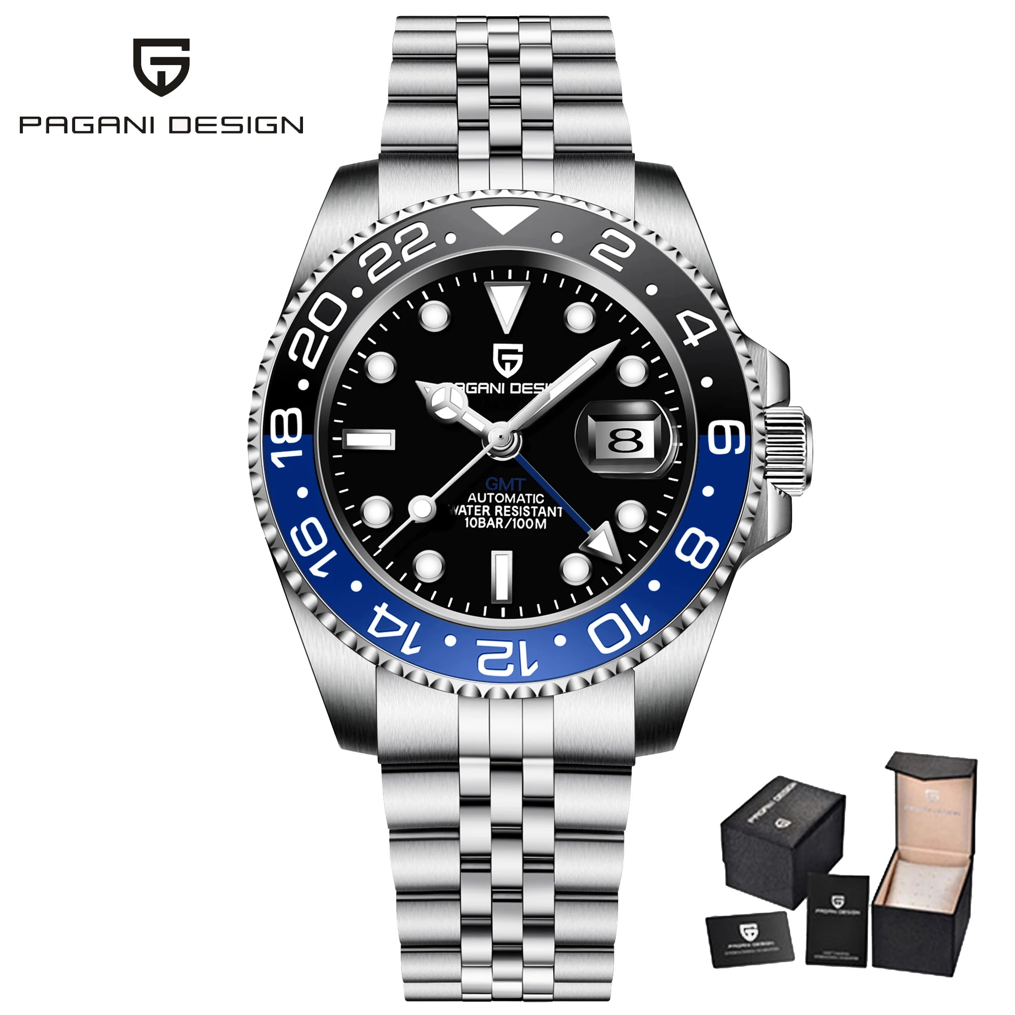 PAGANI DESIGN 2025 40MM GMT Mechanical Wristwatch Sapphire Ceramic Bezel  Automatic Watch Stainless Steel 100M Waterproof Watch