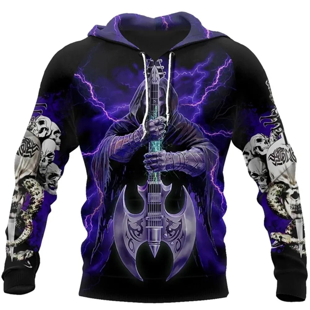 Men’s 3D Skull Print Pullover Hoodie