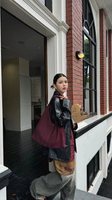 Frosted Cowhide Large Bag Autumn Winter Single Shoulder Tote Underarm High Capacity Casual Crossbody Bag for Women